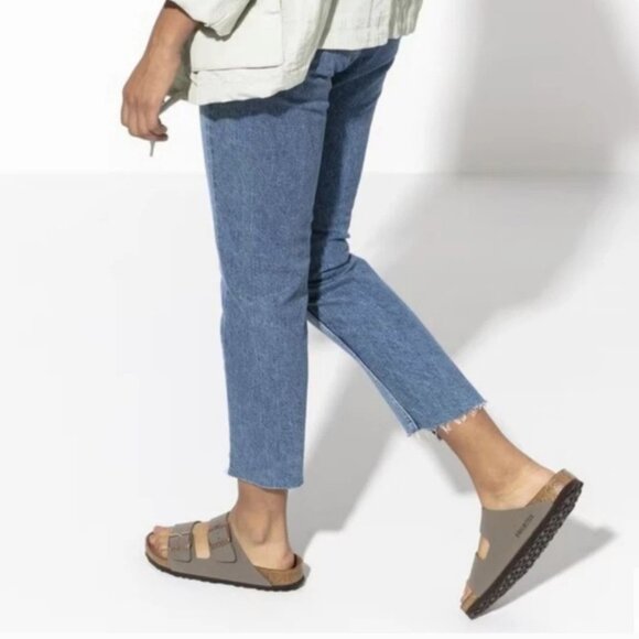 Birkenstock Shoes - Birkenstock Arizona Stone Suede Leather Soft Footbed Women's Casual Sandals Sz 7